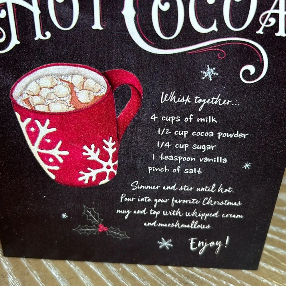 NEW! Winter Cottage Farmhouse Old Fashioned Hot Cocoa Recipe Rustic Wood Sign